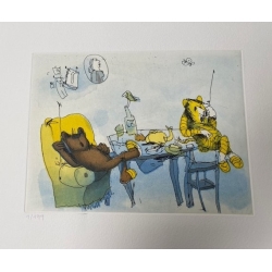 Original Bild "Hier spricht Herr Bär, und wer spricht dort?" von Janosch - Kunst mit Zertifikat kaufen