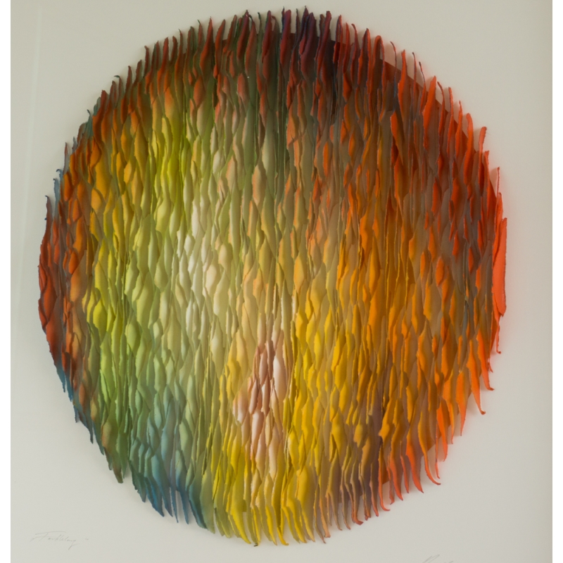 Seitenansicht 2 : "Farbklang" 100x100 | 3D Papierobjekt von Gabriele Mierzwa | Unikat