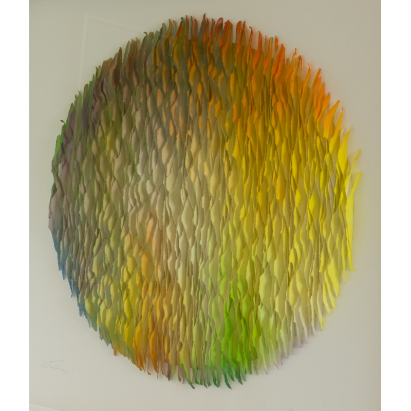 Seitenansicht 2 : "Farbklang" 100x100 | 3D Papierobjekt von Gabriele Mierzwa | Unikat