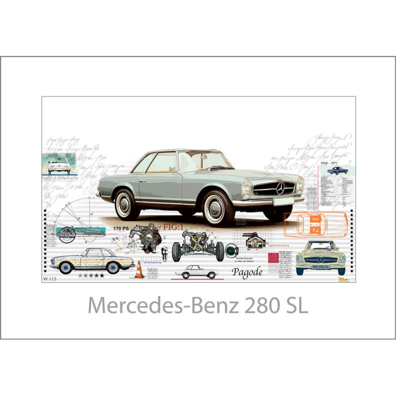 Leslie Hunt Bilder kaufen Original "Mercedes Benz 280 SL" Giclee