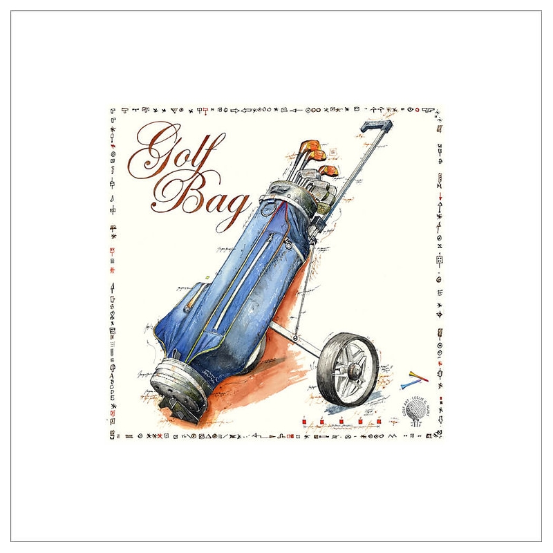 Original Bild vom Künstler Leslie G. Hunt "Golf Bag" mit oder ohne Rahmen kaufen