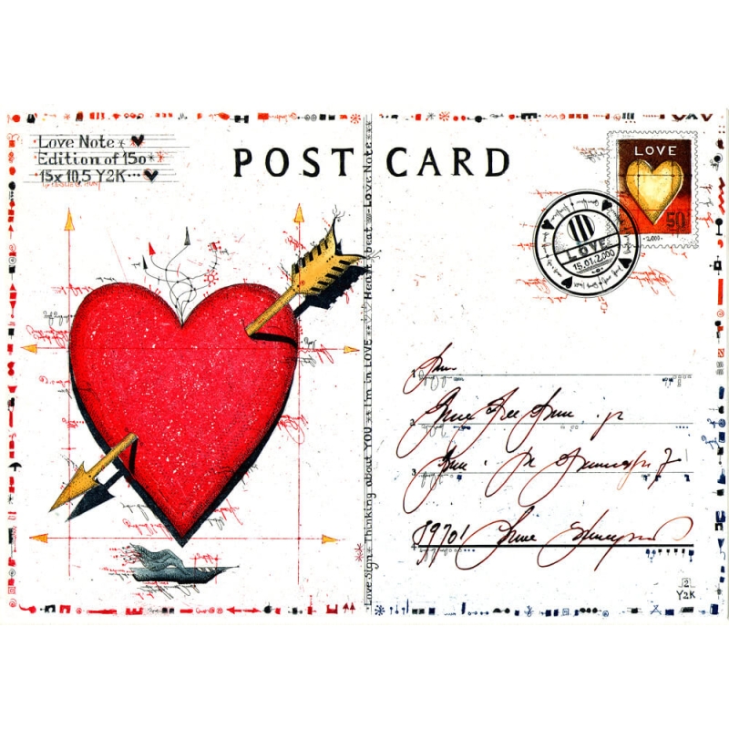 Original Bild vom Künstler Leslie G. Hunt "Postcard Love Note 1" mit oder ohne Rahmen kaufen