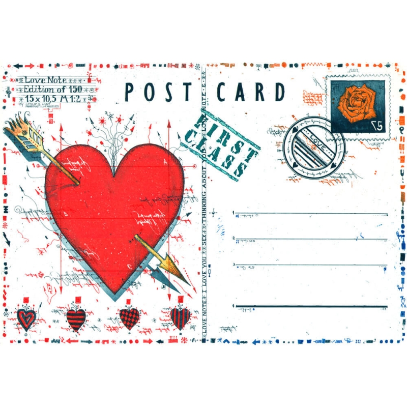 Original Bild vom Künstler Leslie G. Hunt "Postcard Love Note 2" mit oder ohne Rahmen kaufen