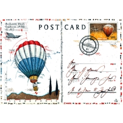 Original Bild vom Künstler Leslie G. Hunt "Postcard Ballon Mail" mit oder ohne Rahmen kaufen