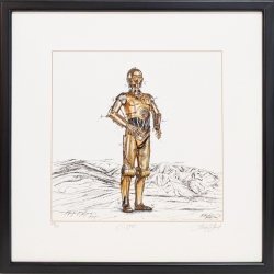C 3PO ein Original von Leslie Hunt. Wählen Sie die Option schwarzer Holzrahmen für einen kompletten Look.
