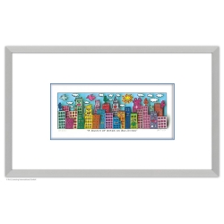 James Rizzi- 3D Original Bild: *  A BUNCH OF BIRDS ON BUILDINGS  *