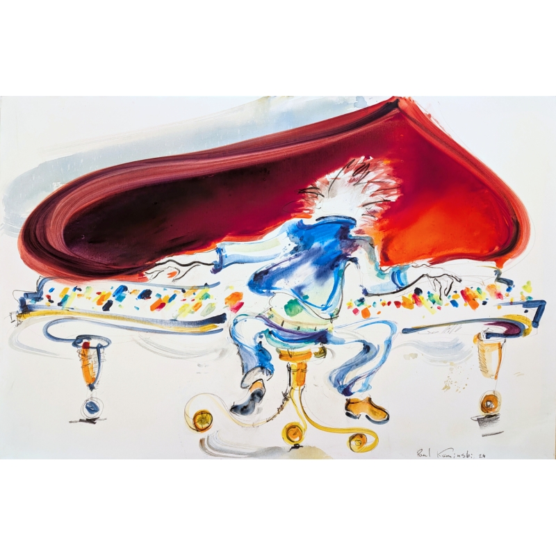 Unikat: Gemälde auf Keilrahmen von Paul Kaminski, "Piano Man", ca. 90 x 140 cm