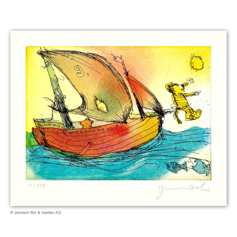 Original Bild "Jetzt ist es nicht mehr weit nach Panama" von Janosch - Kunst mit Zertifikat kaufen