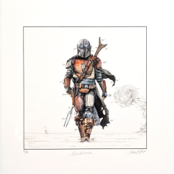 "Mandalorian" aus der Star-Wars Serie von Leslie G. Hunt, ein Original Giclee, limitiert handsigniert und nummeriert