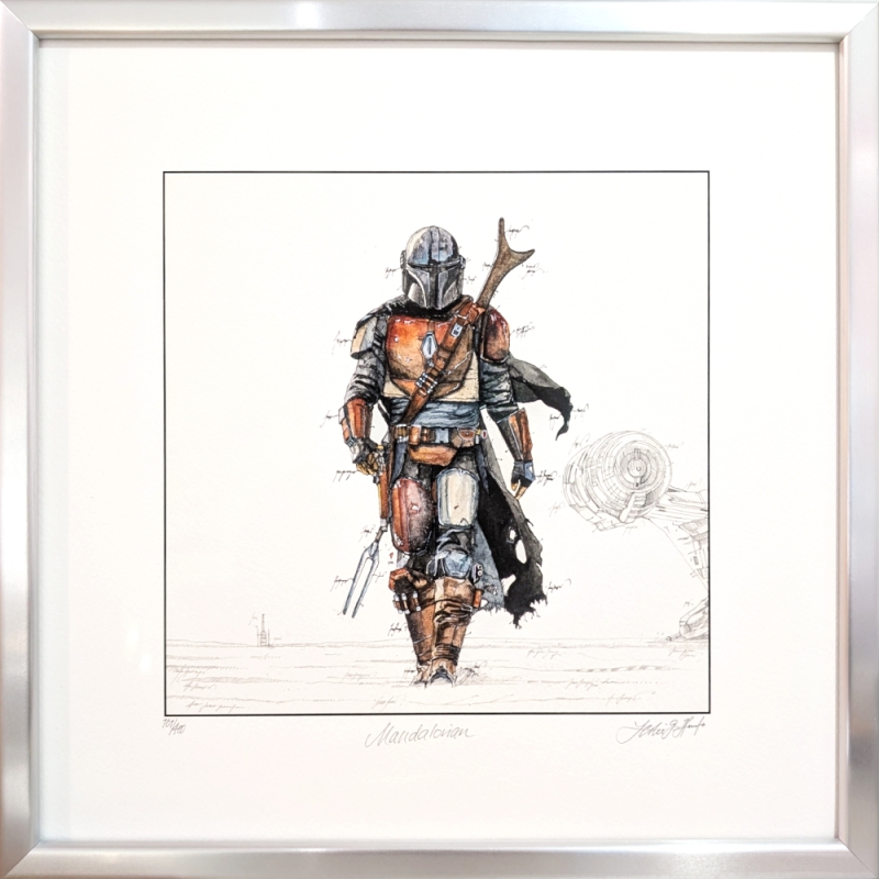 "Mandalorian" aus der Star-Wars Serie von Leslie G. Hunt, ein Original Giclee, limitiert handsigniert und nummeriert im Rahmen