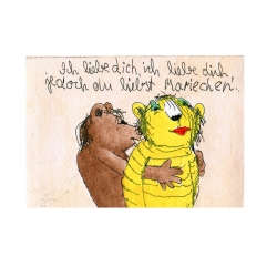 Janosch Bild "Ich liebe dich, jedoch du liebst Mariechen" Original-Kunst - Galerie Lamers