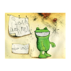 Janosch Bild "Lach doch mal, oder was? Herr Frosch" Original-Kunst - Galerie Lamers