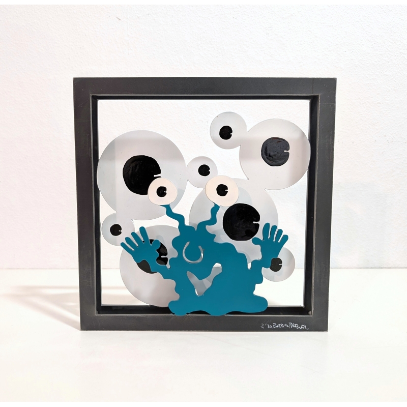 Patrick Preller Monster Window "Augen" Metallskulptur Monster
