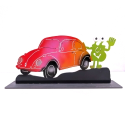 Patrick Preller Monster und VW-Käfer Metallskulptur Monster