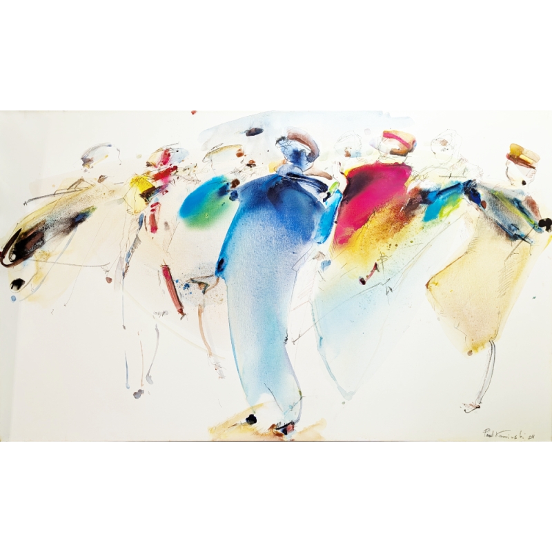 Original Gemälde auf Leinwand vom Künstler Paul Kaminski mit Menschen 90x150cm