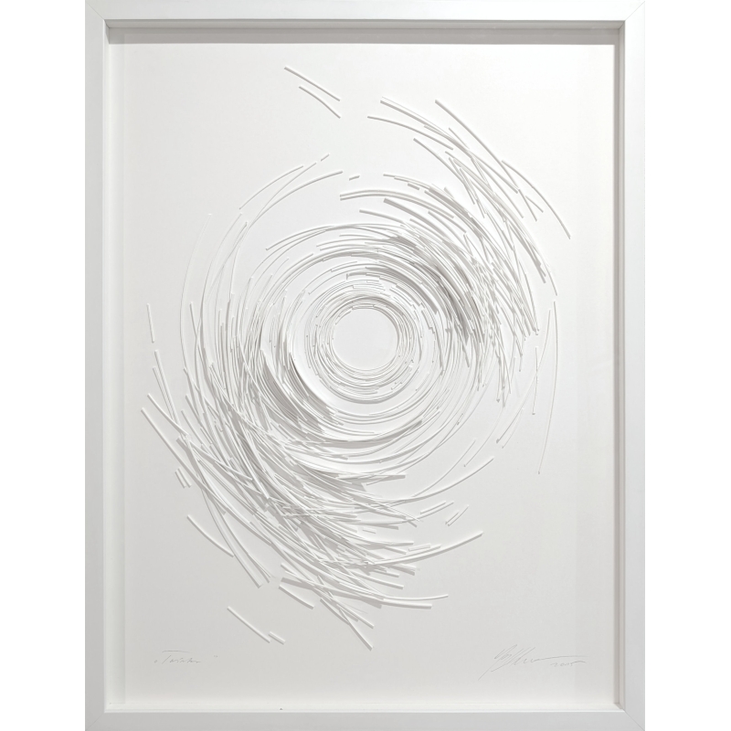 Original Twister Sky der Künstlerin Gabriele Mierzwa im Rahmen weiß und Museumsglas 80x60