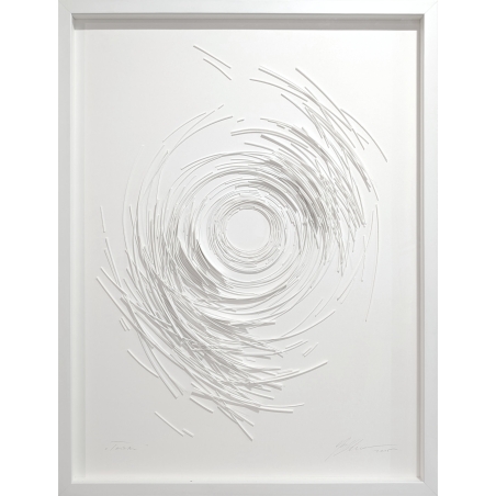 Original Twister Sky der Künstlerin Gabriele Mierzwa im Rahmen weiß und Museumsglas 80x60