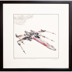 Star Wars Leslie Hunt Bilder kaufen Original X-Wing im Holzrahmen Schwarz matt