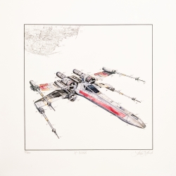 Original-Pigmentdruck X-Wing von Leslie G. Hunt handsigniert und limitiert auf 400 Exemplate Star Wars
