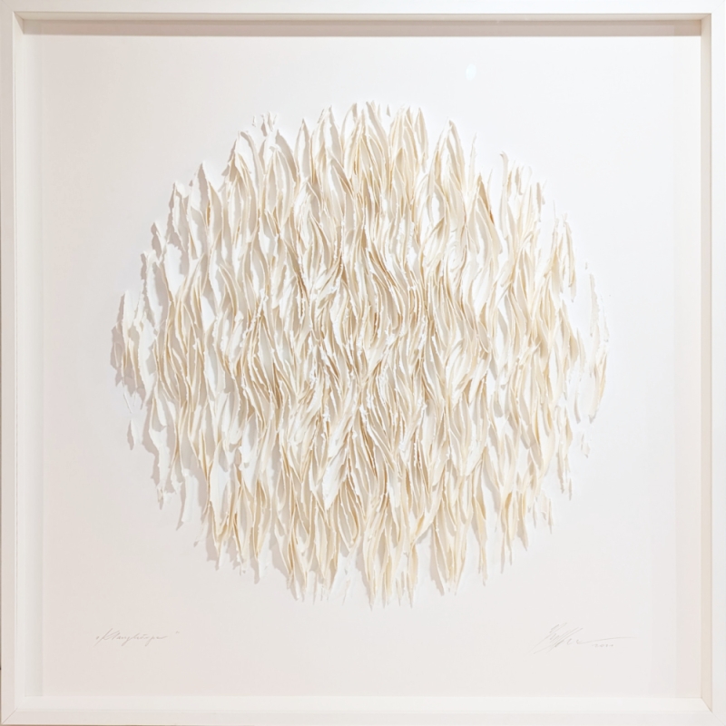 Original Papierobjekt im Rahmen "Klangkörper" Büttenpapier der deutschen Künstlerin Gabriele Mierzwa