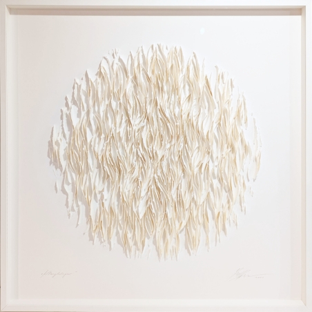 Original Papierobjekt im Rahmen "Klangkörper" Büttenpapier der deutschen Künstlerin Gabriele Mierzwa