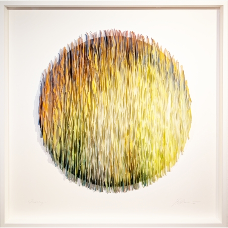 3D Papierobjekt „Klangkörper - 2025-01 100x100 cm im Rahmen – Original von Gabriele Mierzwa