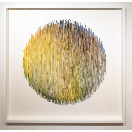 Original Papierobjekt im Rahmen "Klangkörper - 2025 pastell blau" der deutschen Künstlerin Gabriele Mierzwa