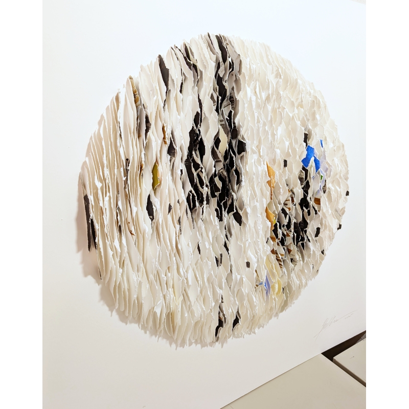 Gabriele Mierzwa "Klangkörper-schwarz weiß blau" 90x90 - Original 3D Papierobjekt Preis: 4.090,00 €