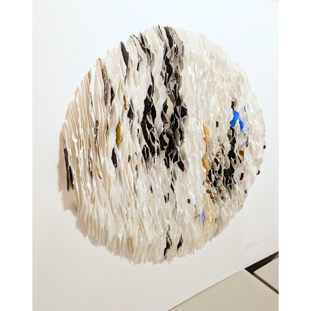 3D Papierobjekt „Klangkörper - schwarzweißblau90x90 cm im Rahmen – Original von Gabriele Mierzwa