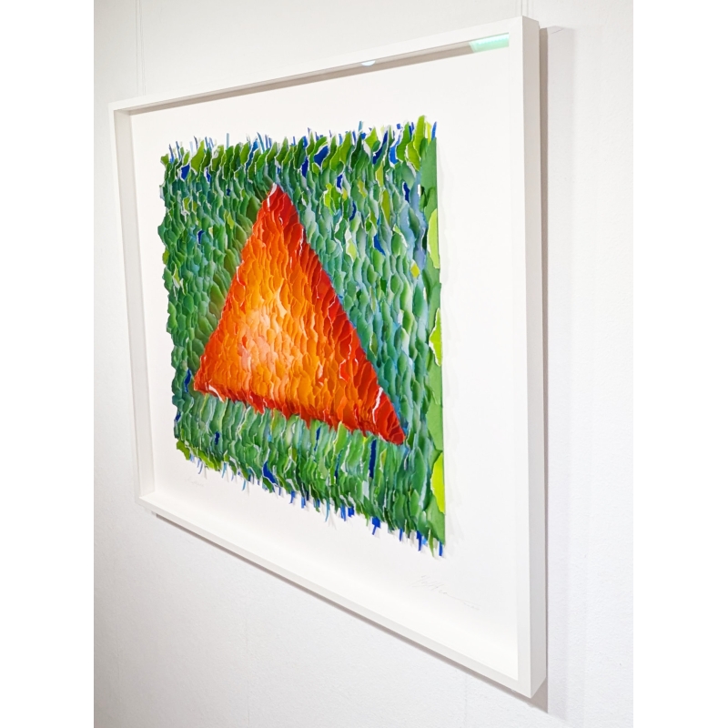 Gabriele Mierzwa "Kraftfeld- rotes Dreieck" 100x100 - Original 3D Papierobjekt Preis: 4.640,00 €