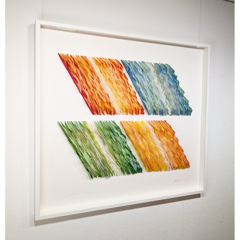Gabriele Mierzwa "Positive Anordnung bunt" 100x100 - Original 3D Papierobjekt Preis: 4.540,00 €