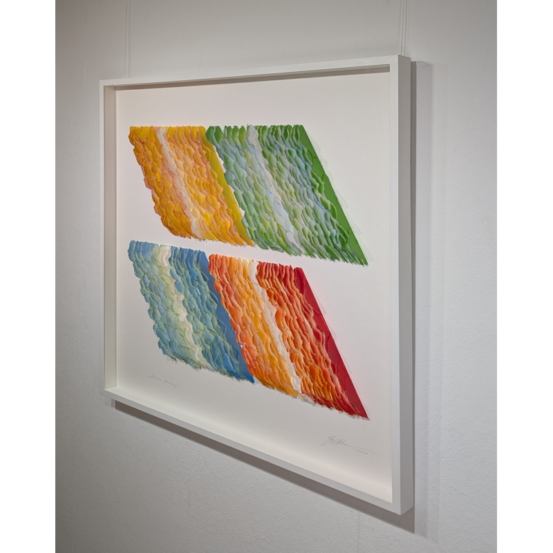 Gabriele Mierzwa "Positive Anordnung bunt" 100x100 - Original 3D Papierobjekt Preis: 4.540,00 €