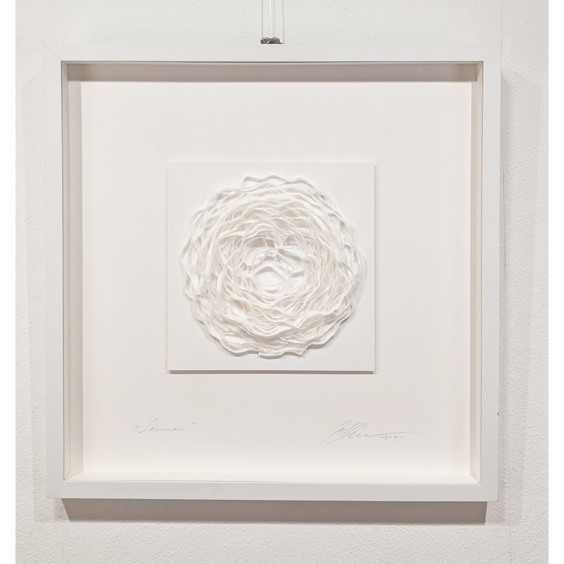 Gabriele Mierzwa "organics weiße Blume" 50x50 - Original 3D Papierobjekt Preis: 1.990,00 €