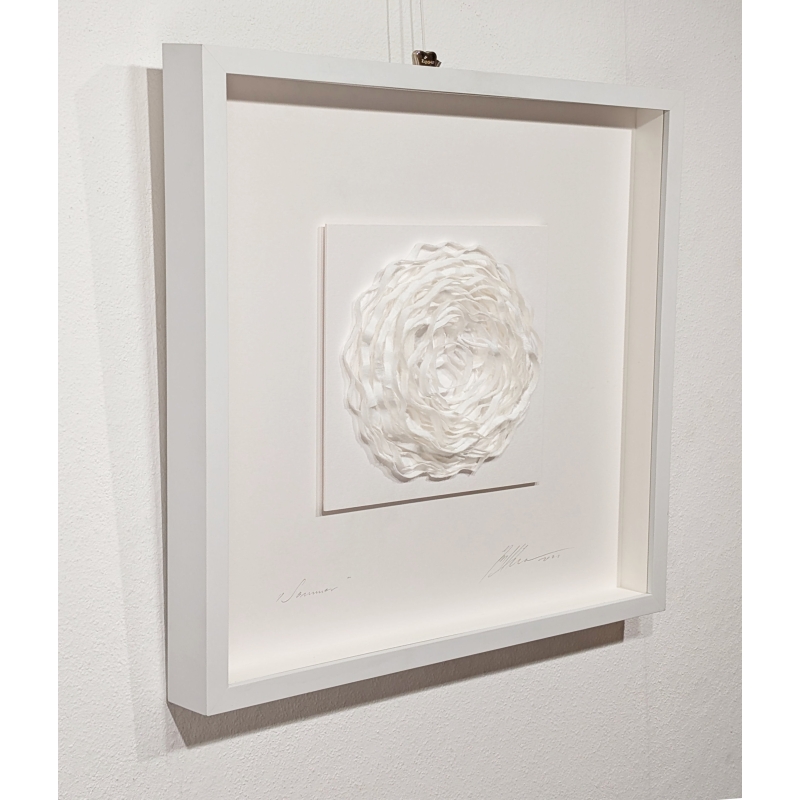 Gabriele Mierzwa "organics weiße Blume" 50x50 - Original 3D Papierobjekt Preis: 1.990,00 €