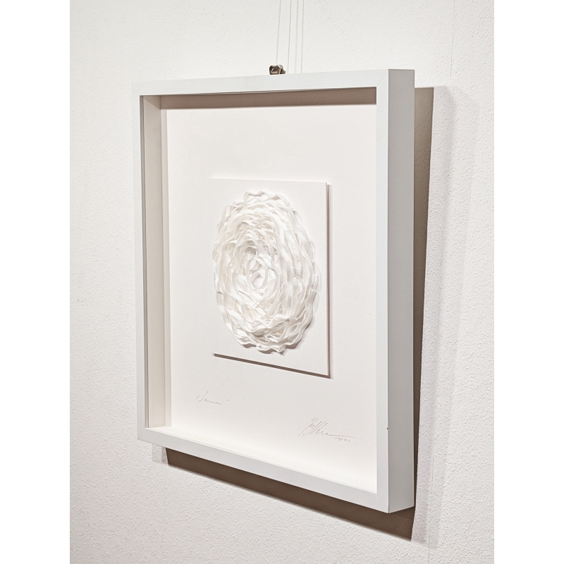 Gabriele Mierzwa "organics weiße Blume" 50x50 - Original 3D Papierobjekt Preis: 1.990,00 €