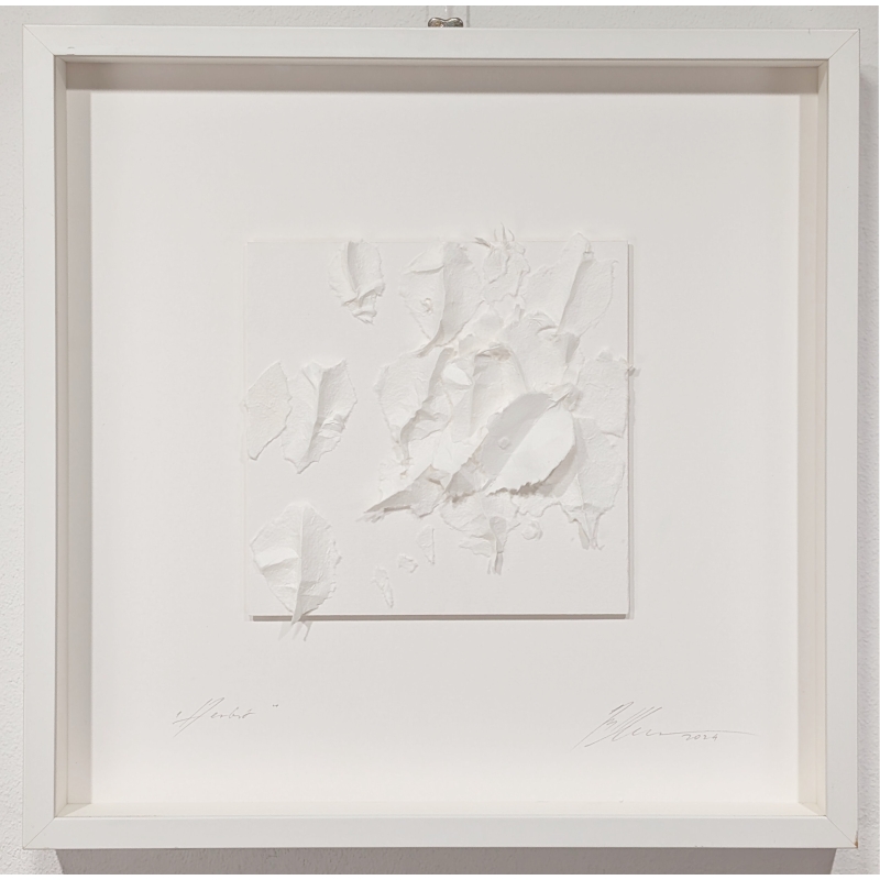 Gabriele Mierzwa "organics weiß abstrakt" 50x50 - Original 3D Papierobjekt Preis: 1.990,00 €
