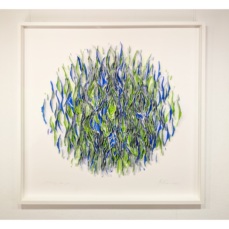 Gabriele Mierzwa "Klangkörper Blau Grün" 100x100 - Original 3D Papierobjekt Preis: 4.640,00 €