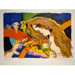 Michael Leu "Beach cat + smiling fish" Original Bild-Kunst
