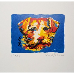 Michael Leu "Beach cat + smiling fish" Original Bild-Kunst