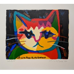 Michael Leu "Beach cat + smiling fish" Original Bild-Kunst