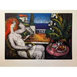Michael Leu "Cat with purple forehead" Original Bild-Kunst