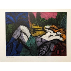 Michael Leu "Cat with purple forehead" Original Bild-Kunst