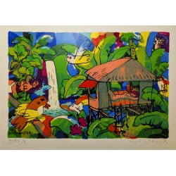 Michael Leu "Cat with red forehead" Original Bild-Kunst