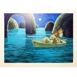 Michael Leu "Cat with purple forehead" Original Bild-Kunst