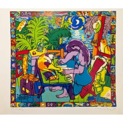 Michael Leu "Cat with purple forehead" Original Bild-Kunst