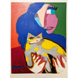Michael Leu "Cat with purple forehead" Original Bild-Kunst