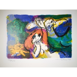 Michael Leu "Cat with purple forehead" Original Bild-Kunst
