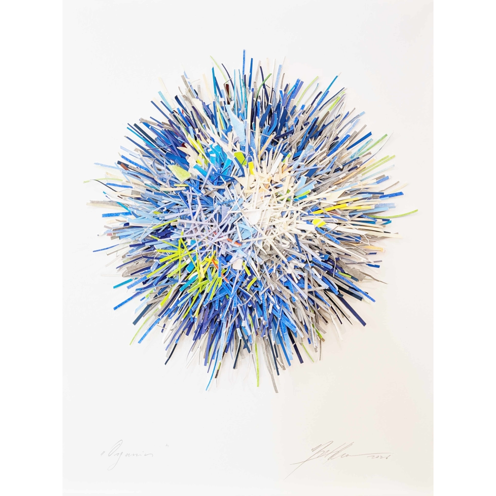 Gabriele Mierzwa "Organics" (blau) 50x40 - Original 3D Papierobjekt Preis: 1.820,00 €