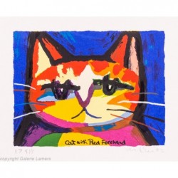 Original Kunst von Michael Leu "Cat with red forehead" kaufen Sie Bilder des bekannten amerikanischen Künstlers