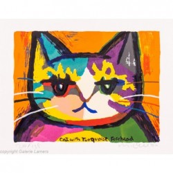 Original Kunst von Michael Leu "Cat with turquoise forehead" kaufen Sie Bilder des bekannten amerikanischen Künstlers